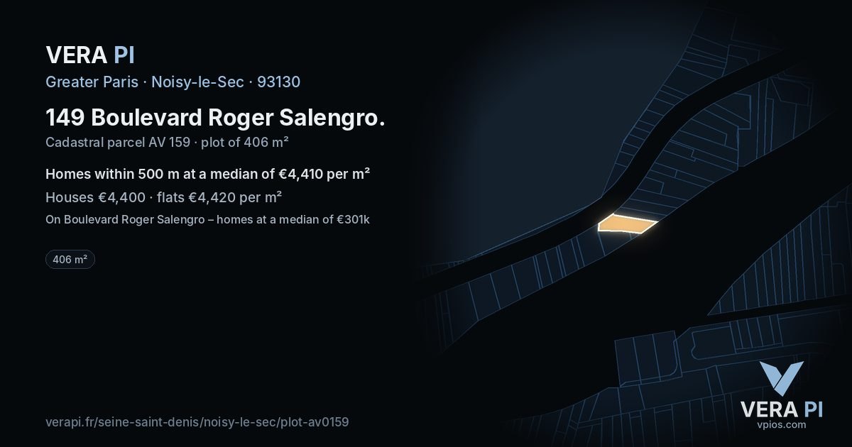 149 Boulevard Roger Salengro, Noisy-le-Sec at night – the plot lit, the parcels around coloured by the prices near them