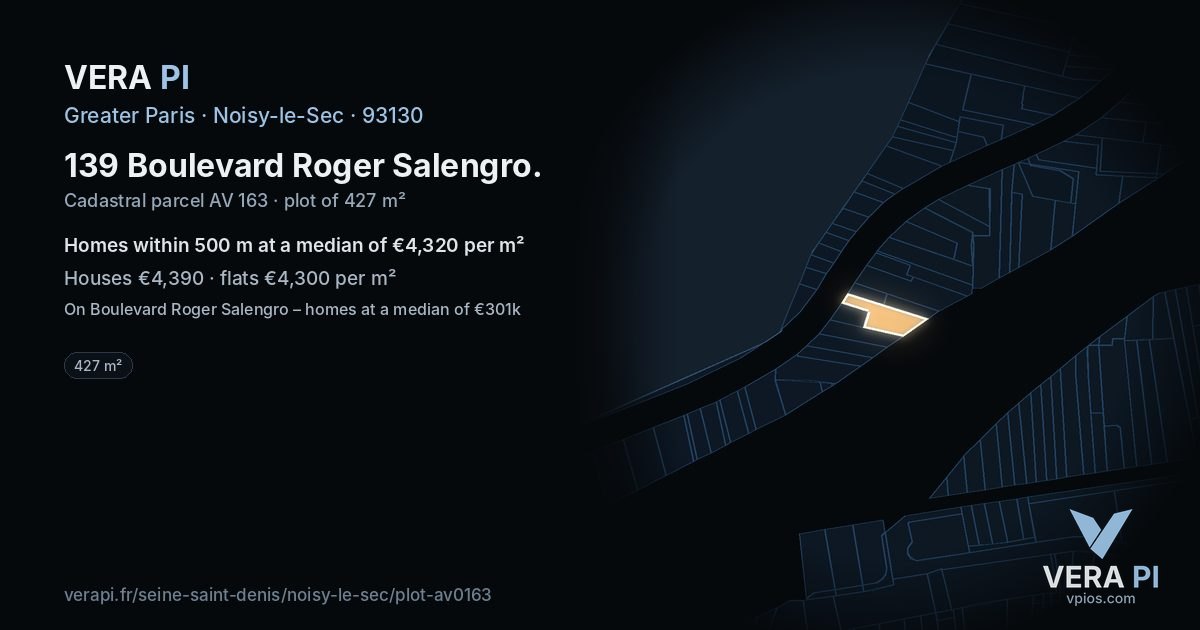 139 Boulevard Roger Salengro, Noisy-le-Sec at night – the plot lit, the parcels around coloured by the prices near them