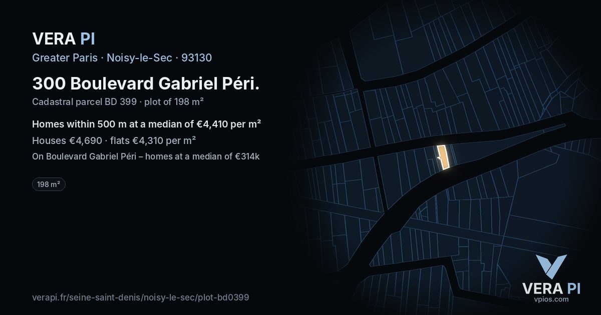 300 Boulevard Gabriel Péri, Noisy-le-Sec at night – the plot lit, the parcels around coloured by the prices near them
