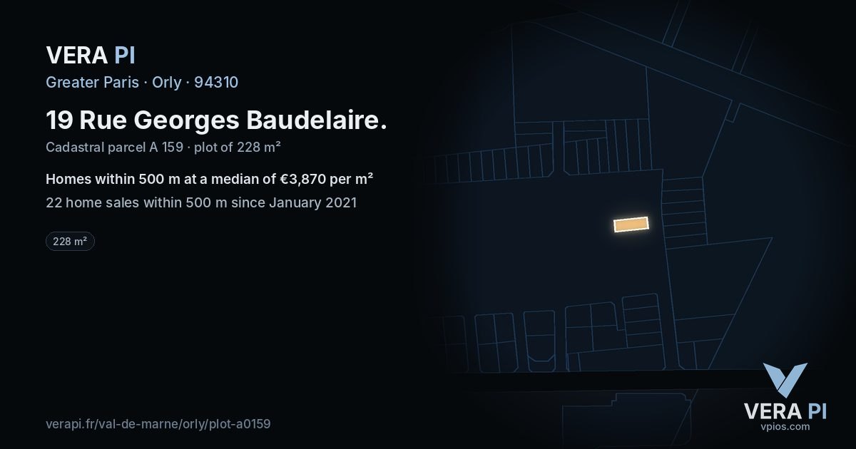 19 Rue Georges Baudelaire, Orly at night – the plot lit, the parcels around coloured by the prices near them