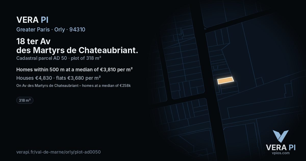 18 ter Av des Martyrs de Chateaubriant, Orly at night – the plot lit, the parcels around coloured by the prices near them