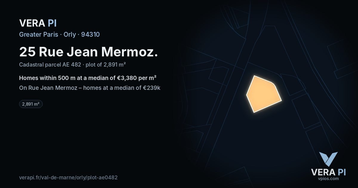 25 Rue Jean Mermoz, Orly at night – the plot lit, the parcels around coloured by the prices near them