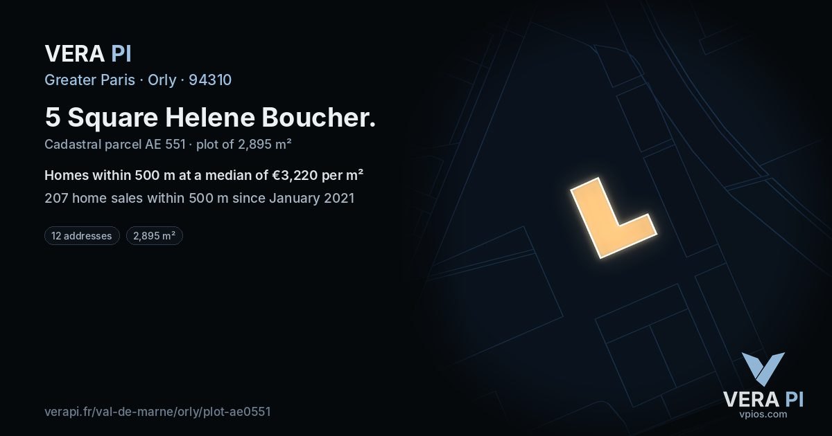 5 Square Helene Boucher, Orly at night – the plot lit, the parcels around coloured by the prices near them