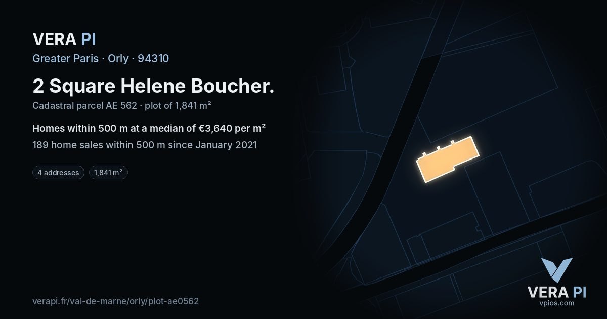 2 Square Helene Boucher, Orly at night – the plot lit, the parcels around coloured by the prices near them