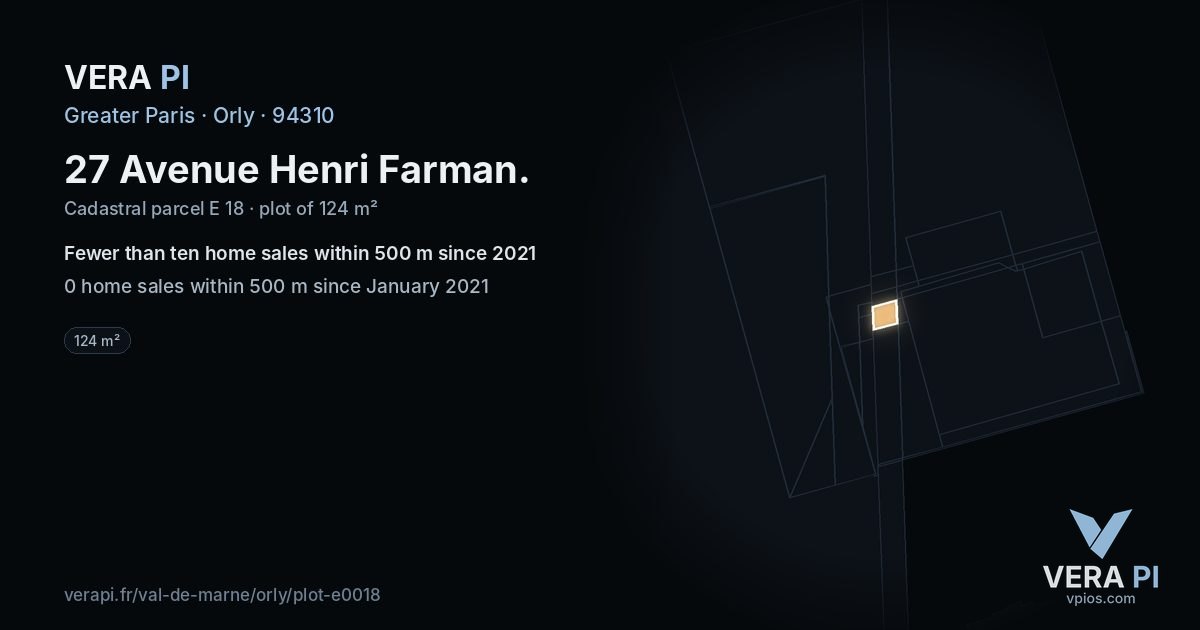 27 Avenue Henri Farman, Orly at night – the plot lit, the parcels around coloured by the prices near them