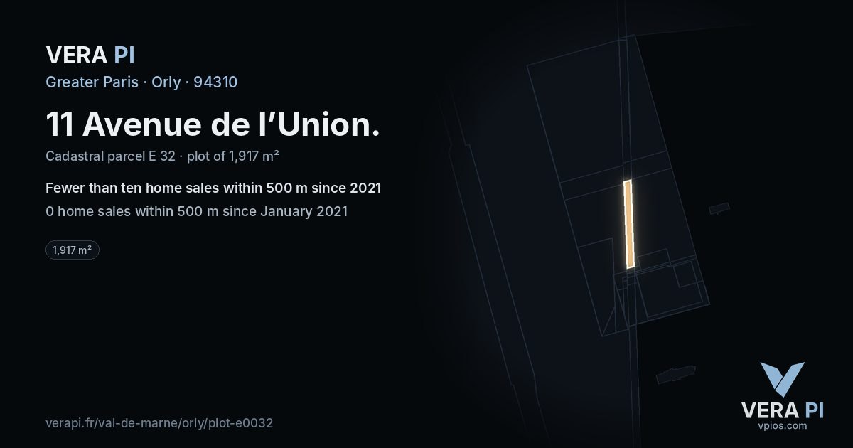 11 Avenue de l’Union, Orly at night – the plot lit, the parcels around coloured by the prices near them
