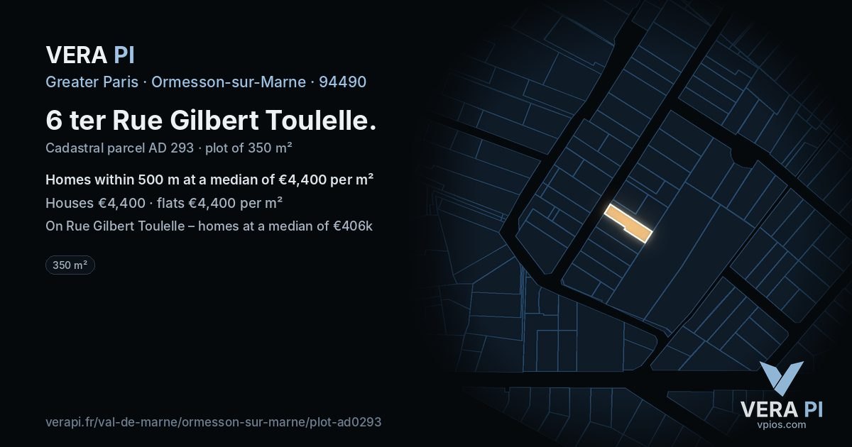6 ter Rue Gilbert Toulelle, Ormesson-sur-Marne at night – the plot lit, the parcels around coloured by the prices near them