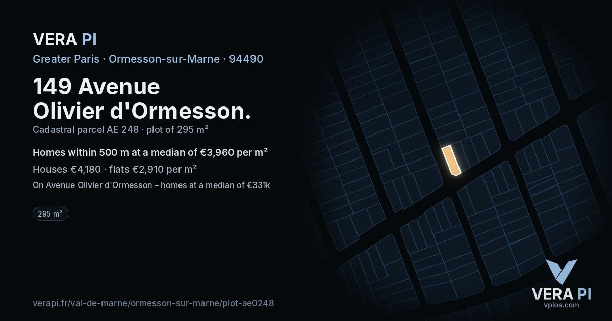 149 Avenue Olivier d'Ormesson, Ormesson-sur-Marne at night – the plot lit, the parcels around coloured by the prices near them