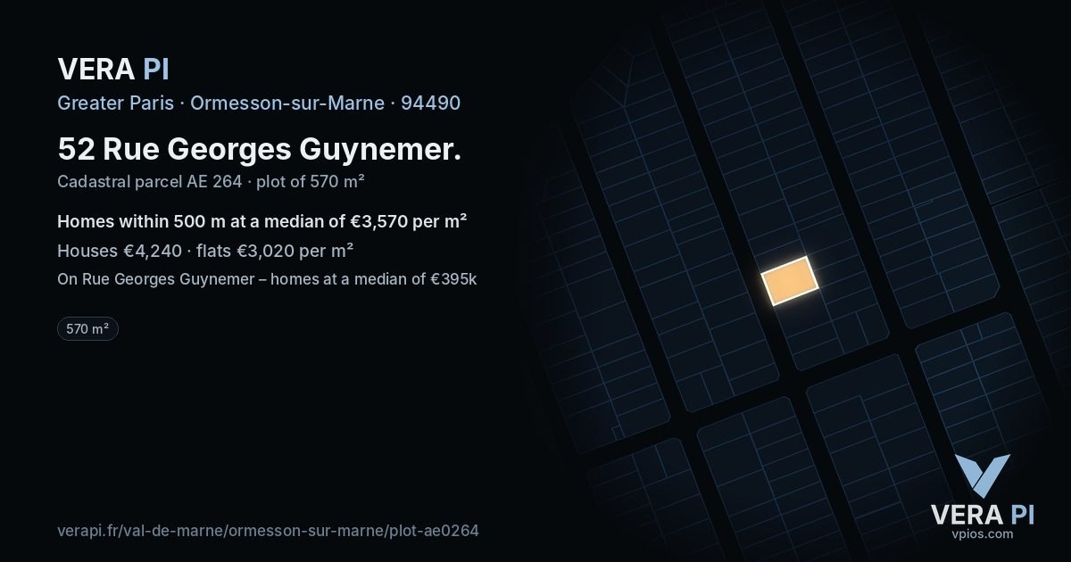52 Rue Georges Guynemer, Ormesson-sur-Marne at night – the plot lit, the parcels around coloured by the prices near them