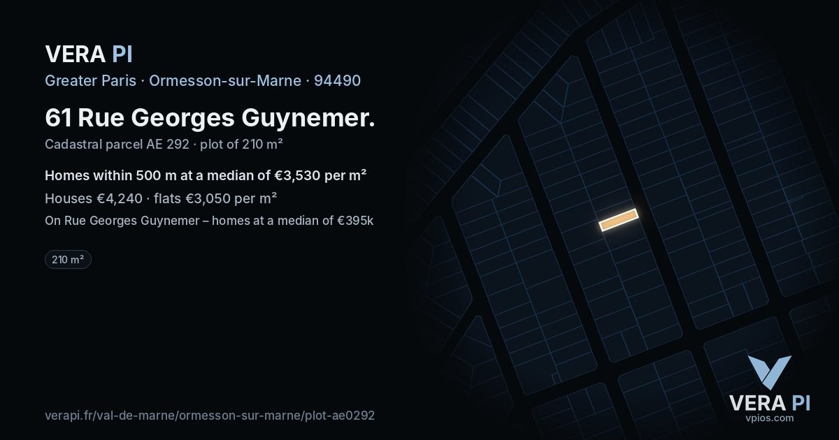 61 Rue Georges Guynemer, Ormesson-sur-Marne at night – the plot lit, the parcels around coloured by the prices near them