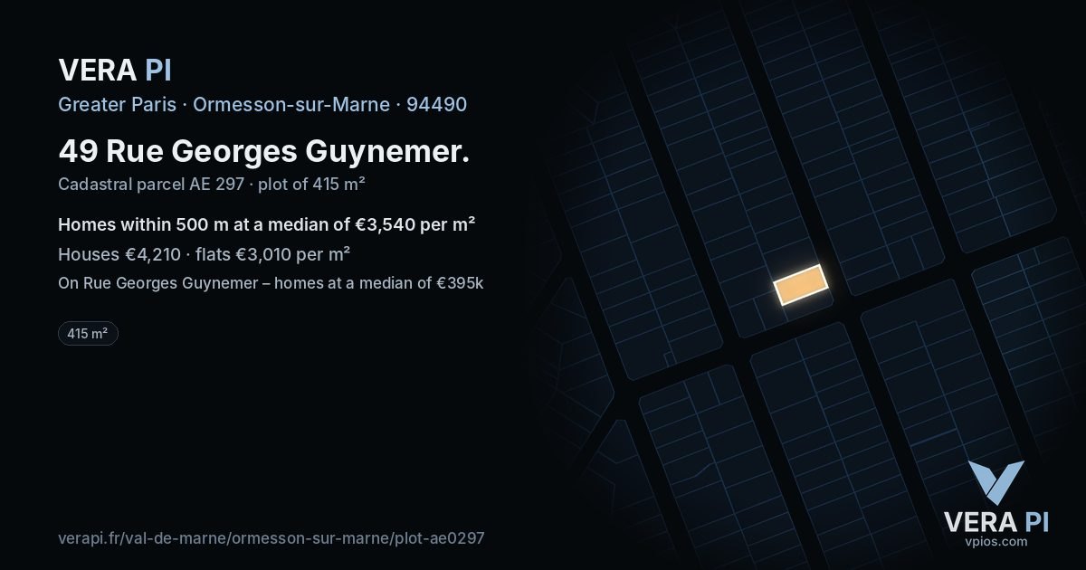 49 Rue Georges Guynemer, Ormesson-sur-Marne at night – the plot lit, the parcels around coloured by the prices near them