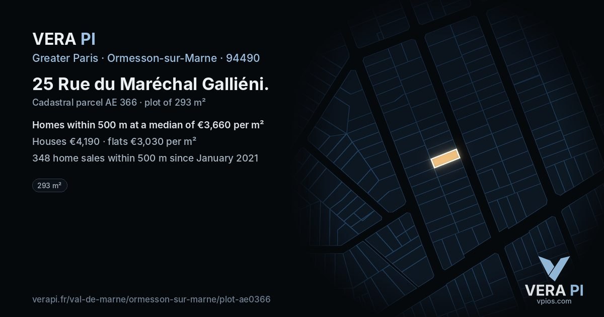 25 Rue du Maréchal Galliéni, Ormesson-sur-Marne at night – the plot lit, the parcels around coloured by the prices near them