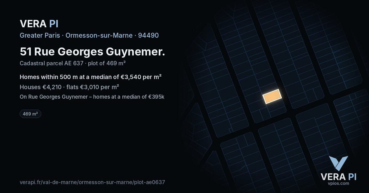 51 Rue Georges Guynemer, Ormesson-sur-Marne at night – the plot lit, the parcels around coloured by the prices near them