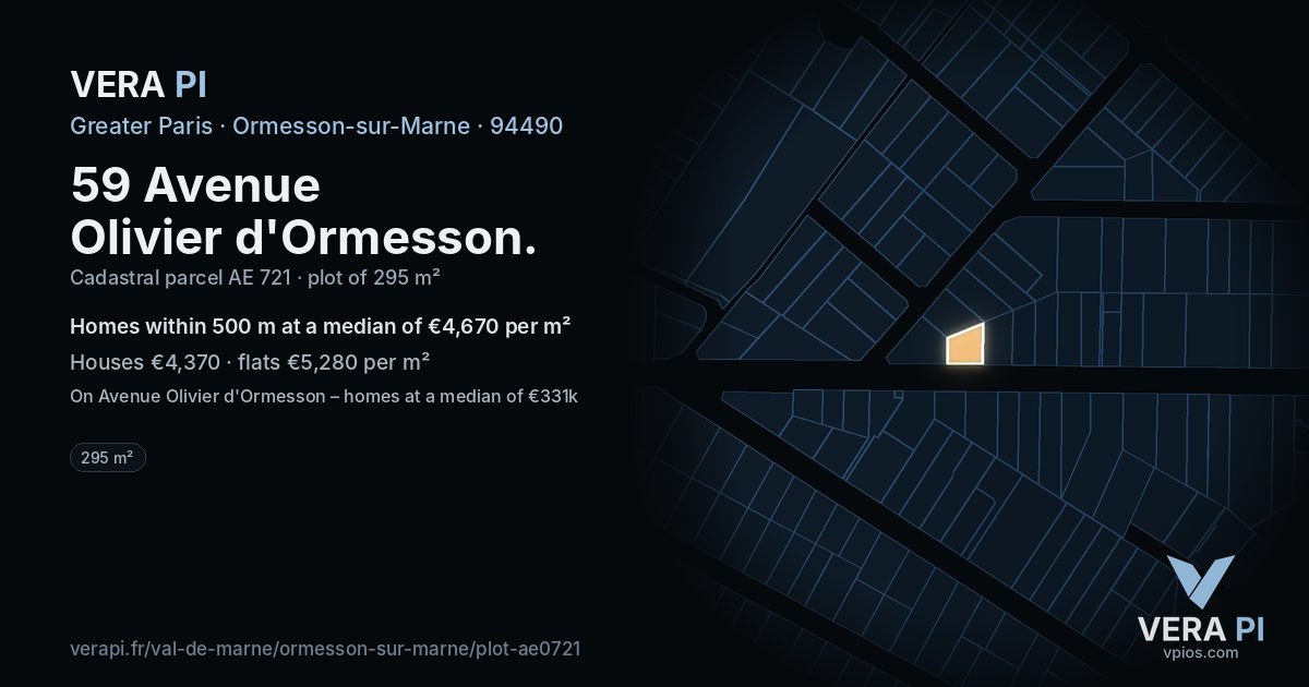 59 Avenue Olivier d'Ormesson, Ormesson-sur-Marne at night – the plot lit, the parcels around coloured by the prices near them