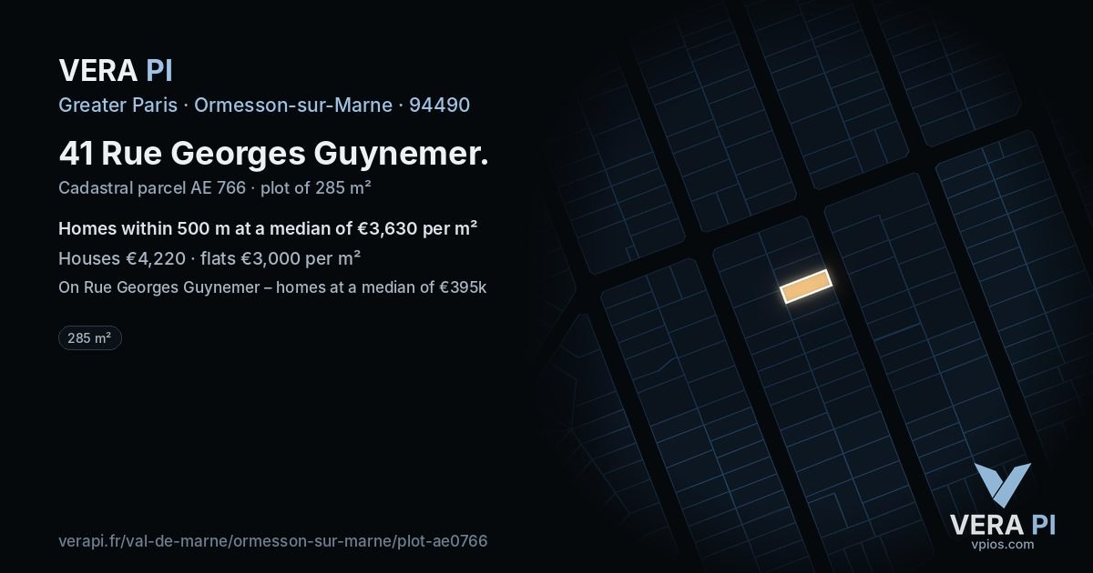 41 Rue Georges Guynemer, Ormesson-sur-Marne at night – the plot lit, the parcels around coloured by the prices near them