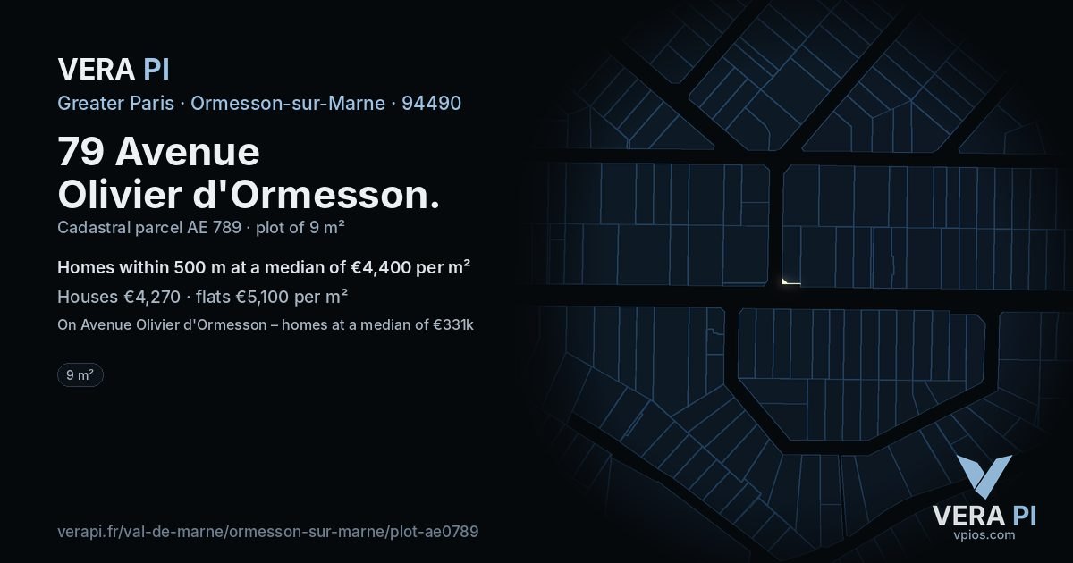 79 Avenue Olivier d'Ormesson, Ormesson-sur-Marne at night – the plot lit, the parcels around coloured by the prices near them