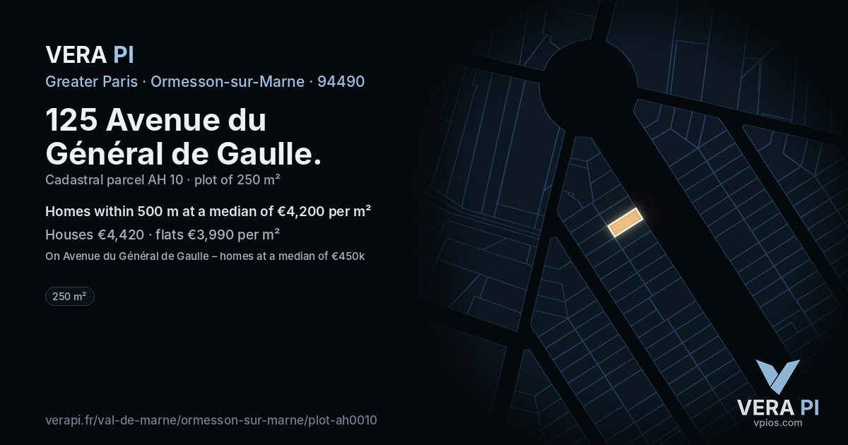 125 Avenue du Général de Gaulle, Ormesson-sur-Marne at night – the plot lit, the parcels around coloured by the prices near them