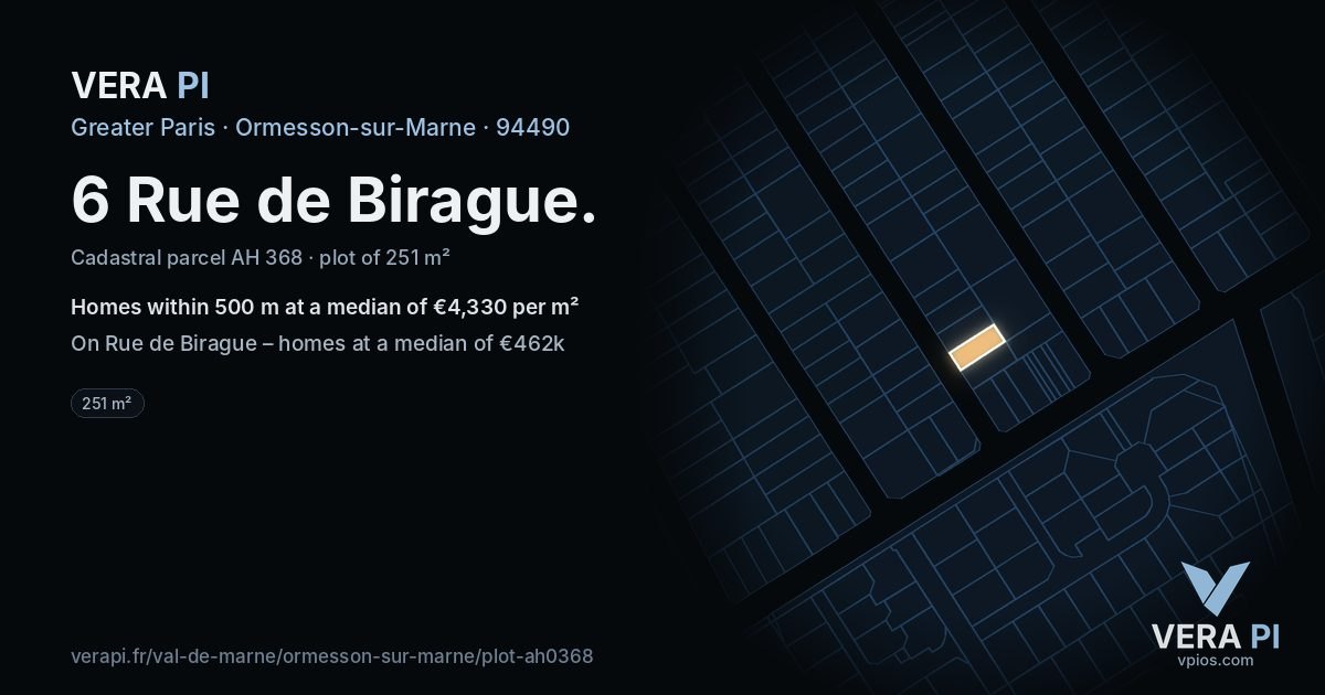 6 Rue de Birague, Ormesson-sur-Marne at night – the plot lit, the parcels around coloured by the prices near them