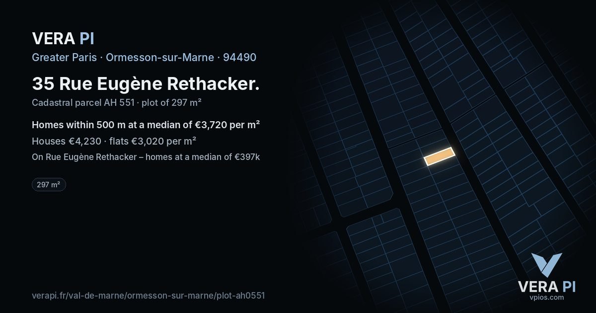 35 Rue Eugène Rethacker, Ormesson-sur-Marne at night – the plot lit, the parcels around coloured by the prices near them