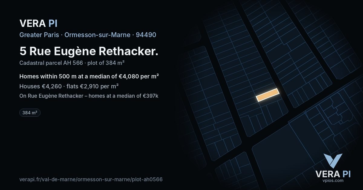 5 Rue Eugène Rethacker, Ormesson-sur-Marne at night – the plot lit, the parcels around coloured by the prices near them