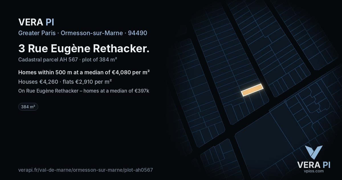 3 Rue Eugène Rethacker, Ormesson-sur-Marne at night – the plot lit, the parcels around coloured by the prices near them