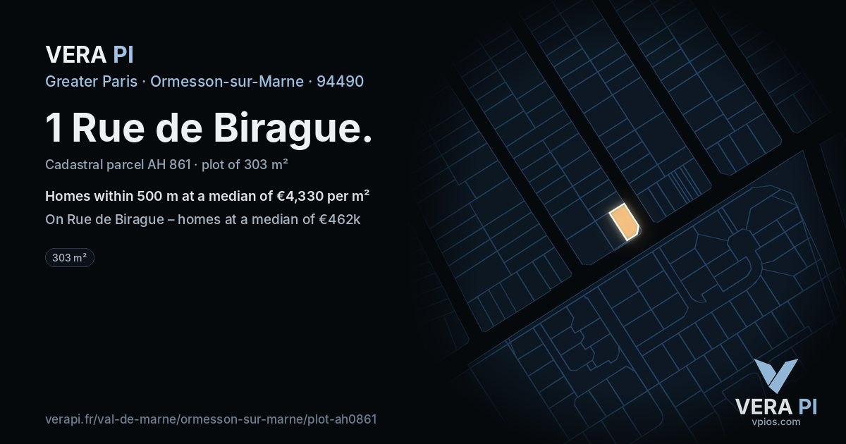 1 Rue de Birague, Ormesson-sur-Marne at night – the plot lit, the parcels around coloured by the prices near them