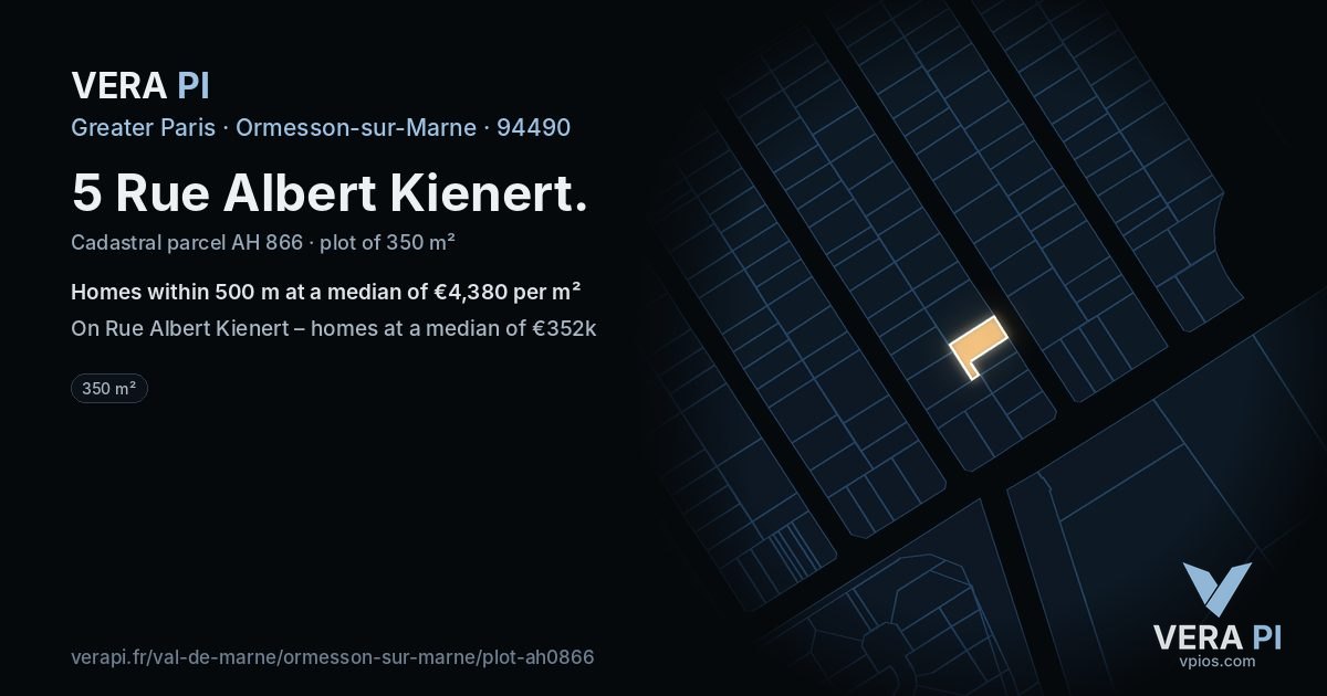 5 Rue Albert Kienert, Ormesson-sur-Marne at night – the plot lit, the parcels around coloured by the prices near them
