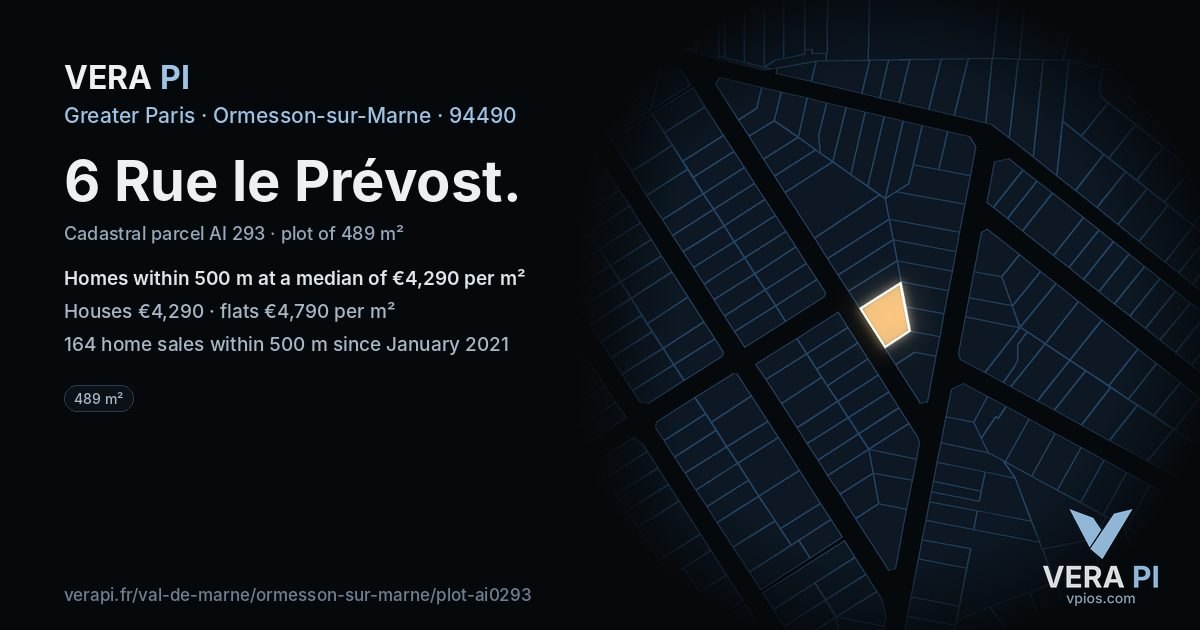 6 Rue le Prévost, Ormesson-sur-Marne at night – the plot lit, the parcels around coloured by the prices near them