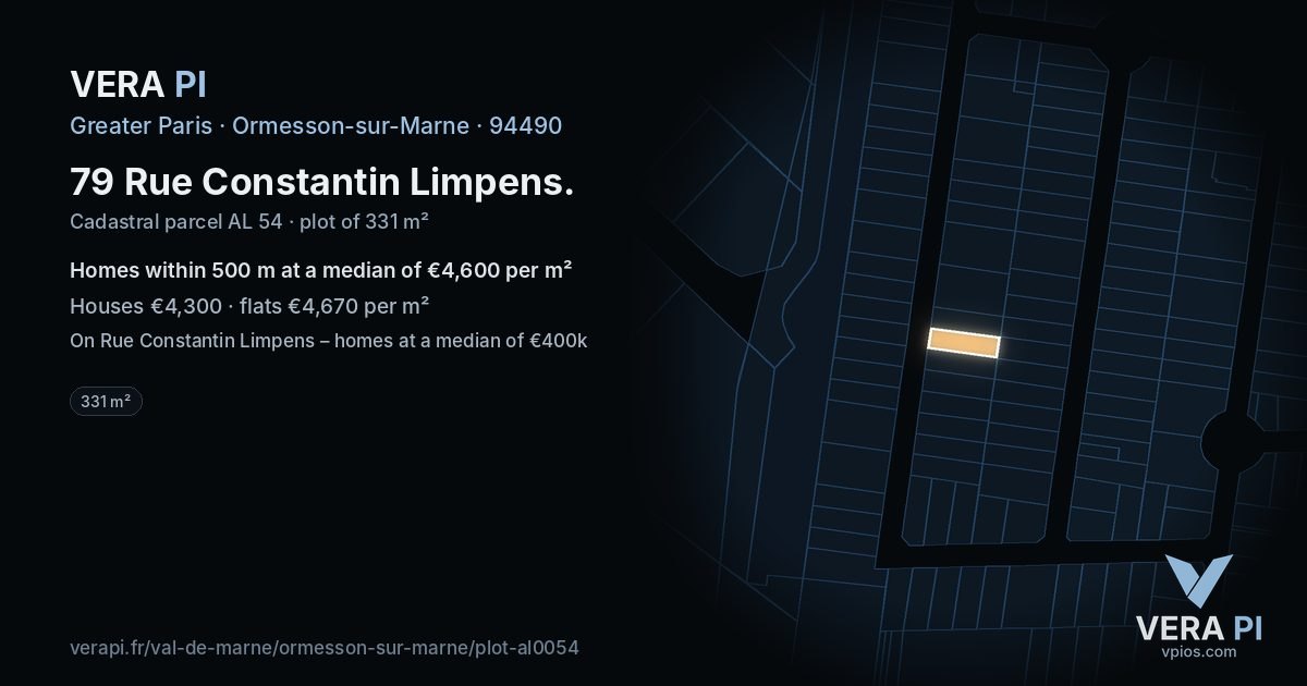 79 Rue Constantin Limpens, Ormesson-sur-Marne at night – the plot lit, the parcels around coloured by the prices near them