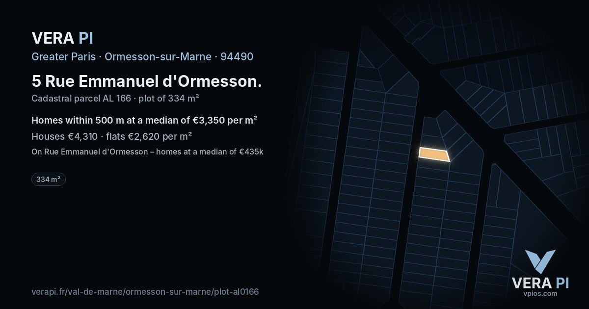 5 Rue Emmanuel d'Ormesson, Ormesson-sur-Marne at night – the plot lit, the parcels around coloured by the prices near them