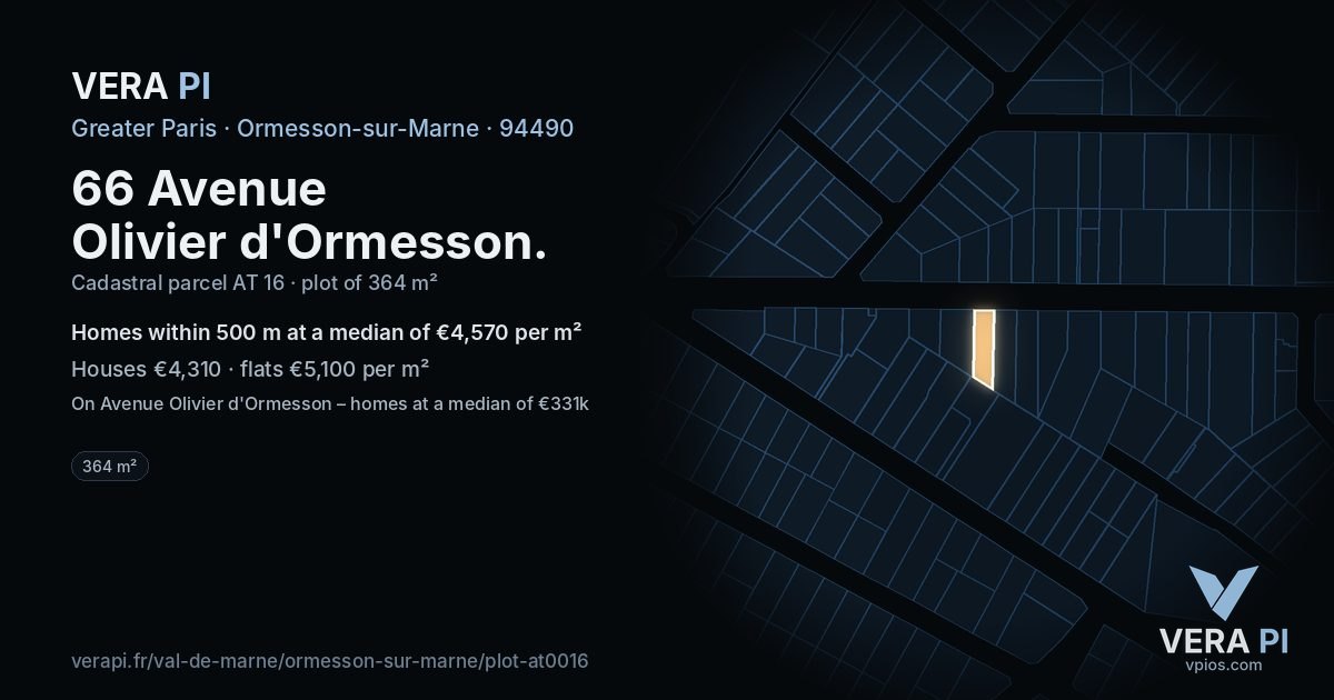 66 Avenue Olivier d'Ormesson, Ormesson-sur-Marne at night – the plot lit, the parcels around coloured by the prices near them