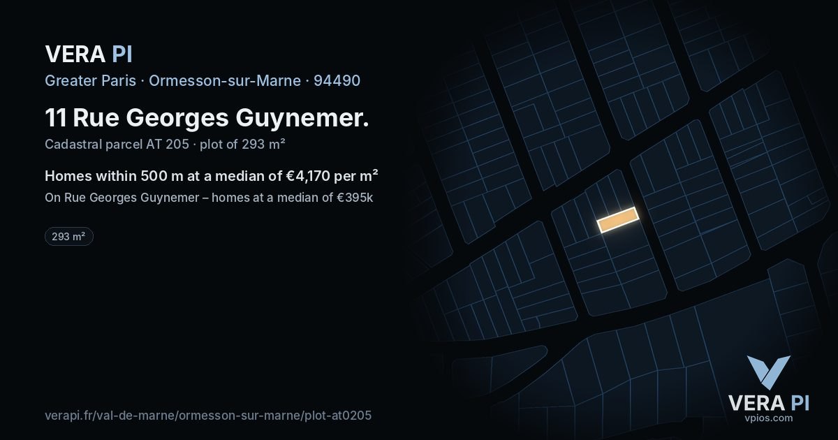 11 Rue Georges Guynemer, Ormesson-sur-Marne at night – the plot lit, the parcels around coloured by the prices near them