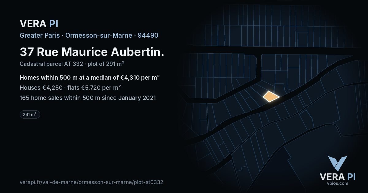 37 Rue Maurice Aubertin, Ormesson-sur-Marne at night – the plot lit, the parcels around coloured by the prices near them