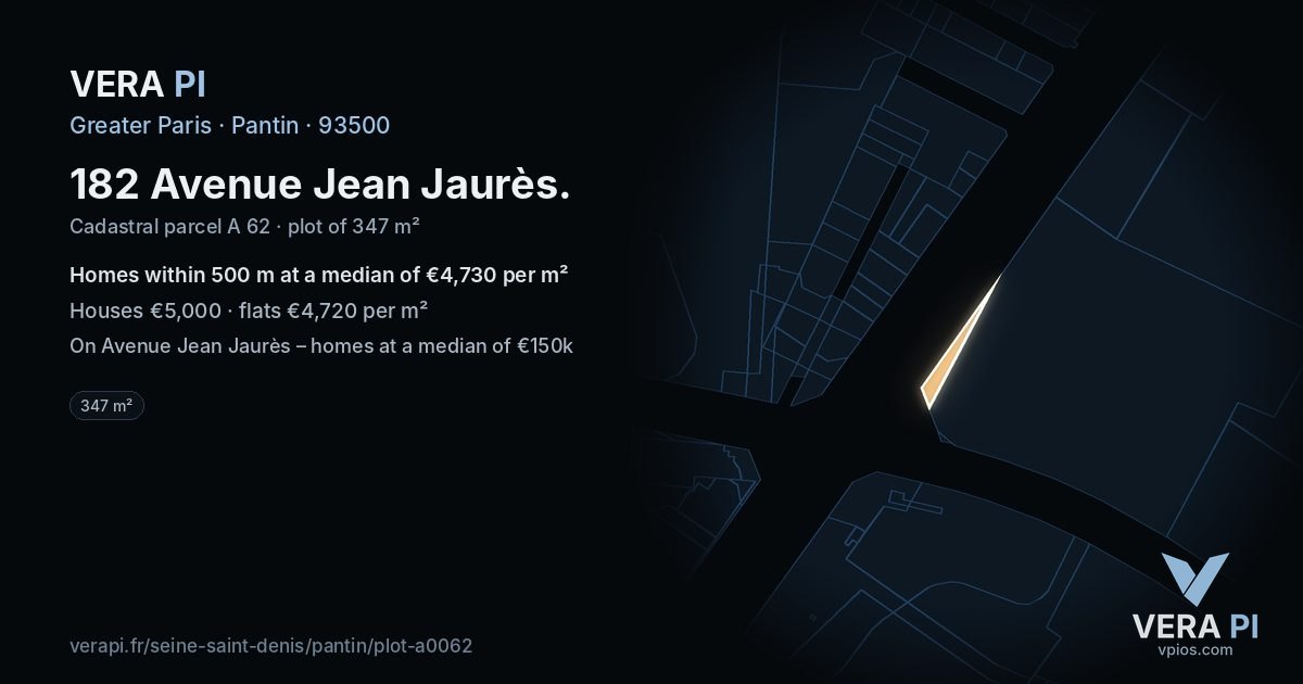 182 Avenue Jean Jaurès, Pantin at night – the plot lit, the parcels around coloured by the prices near them