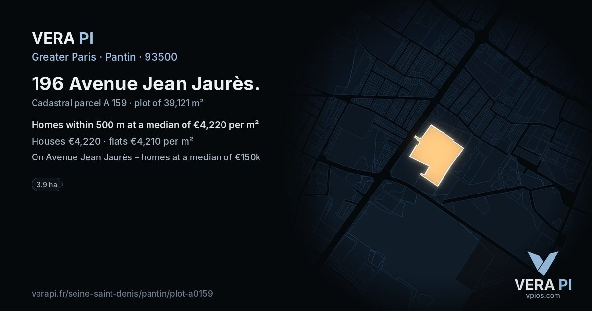 196 Avenue Jean Jaurès, Pantin at night – the plot lit, the parcels around coloured by the prices near them