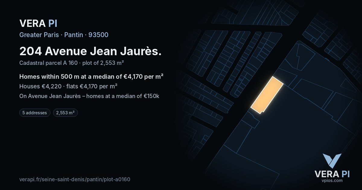 204 Avenue Jean Jaurès, Pantin at night – the plot lit, the parcels around coloured by the prices near them