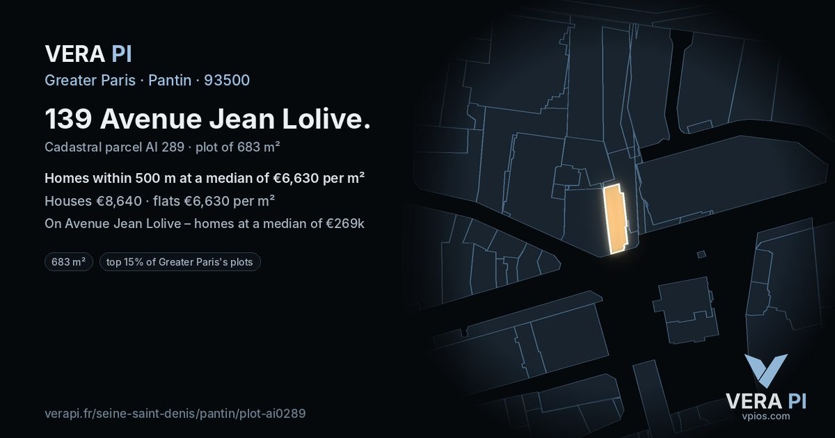 139 Avenue Jean Lolive, Pantin at night – the plot lit, the parcels around coloured by the prices near them