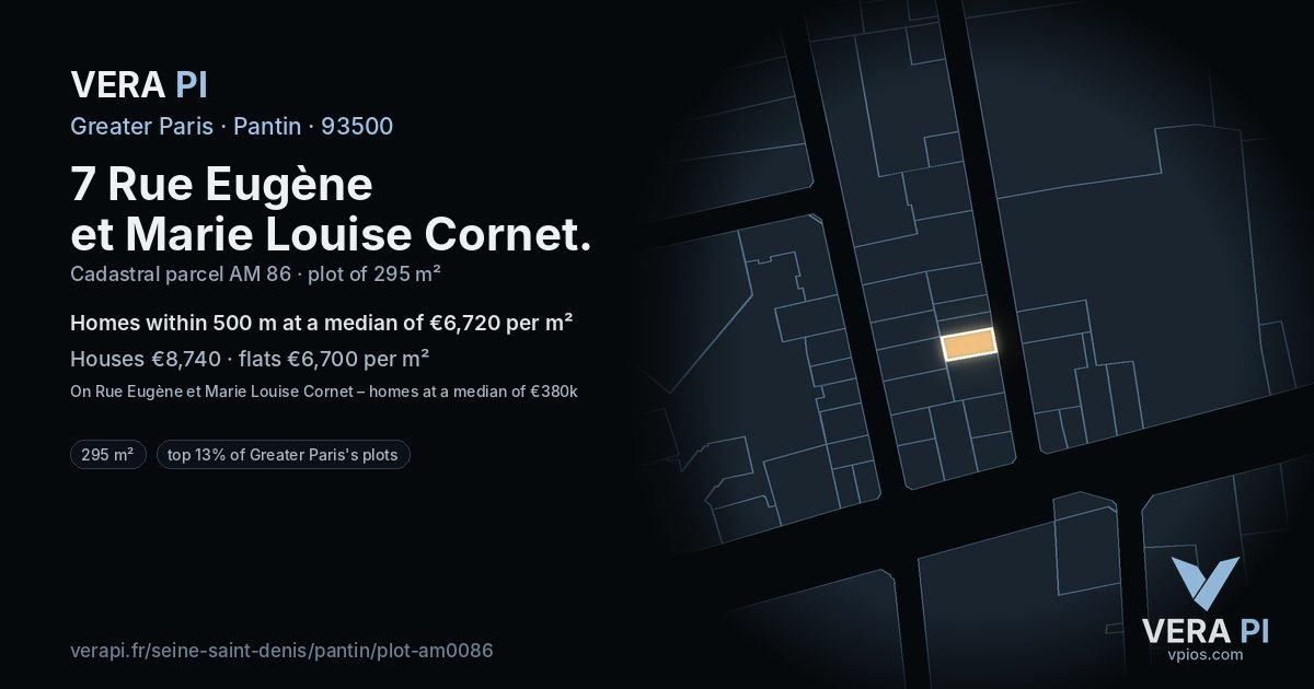 7 Rue Eugène et Marie Louise Cornet, Pantin at night – the plot lit, the parcels around coloured by the prices near them