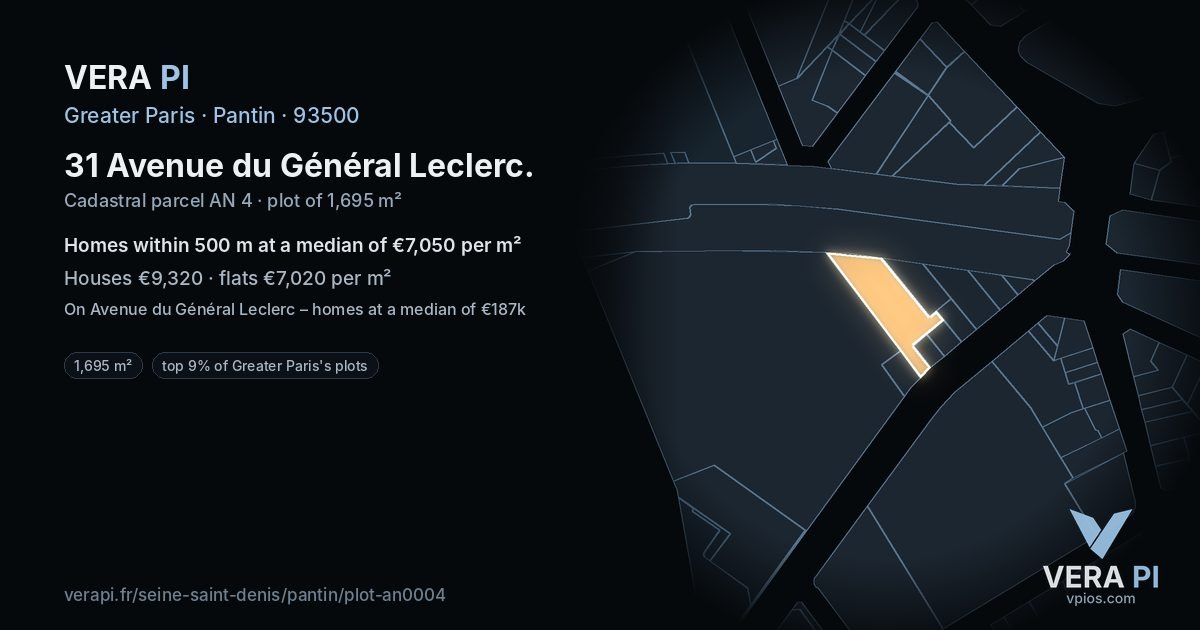 31 Avenue du Général Leclerc, Pantin at night – the plot lit, the parcels around coloured by the prices near them