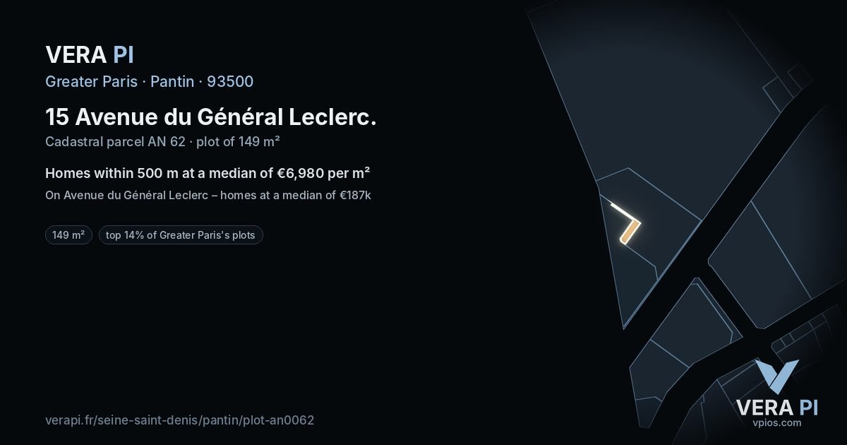 15 Avenue du Général Leclerc, Pantin at night – the plot lit, the parcels around coloured by the prices near them