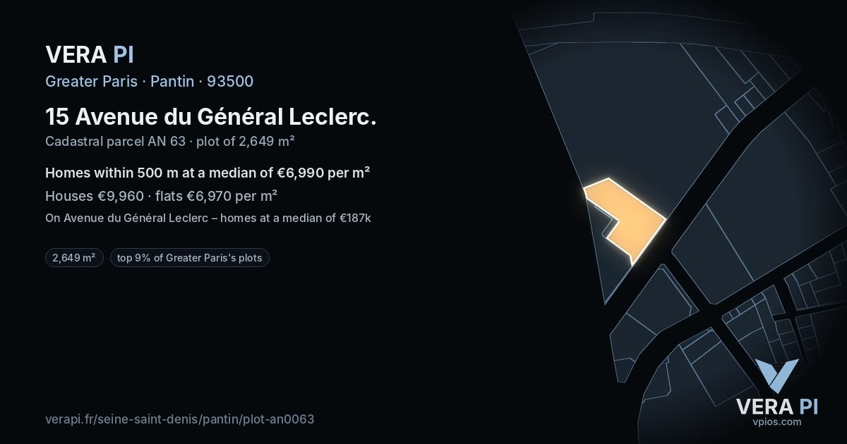 15 Avenue du Général Leclerc, Pantin at night – the plot lit, the parcels around coloured by the prices near them