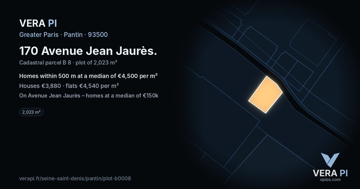 170 Avenue Jean Jaurès, Pantin at night – the plot lit, the parcels around coloured by the prices near them