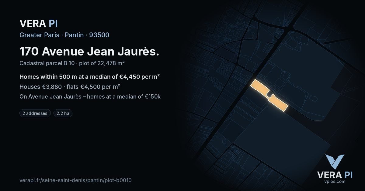 170 Avenue Jean Jaurès, Pantin at night – the plot lit, the parcels around coloured by the prices near them