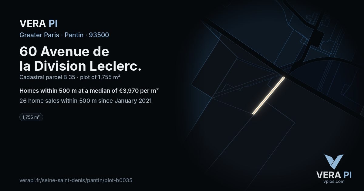 60 Avenue de la Division Leclerc, Pantin at night – the plot lit, the parcels around coloured by the prices near them