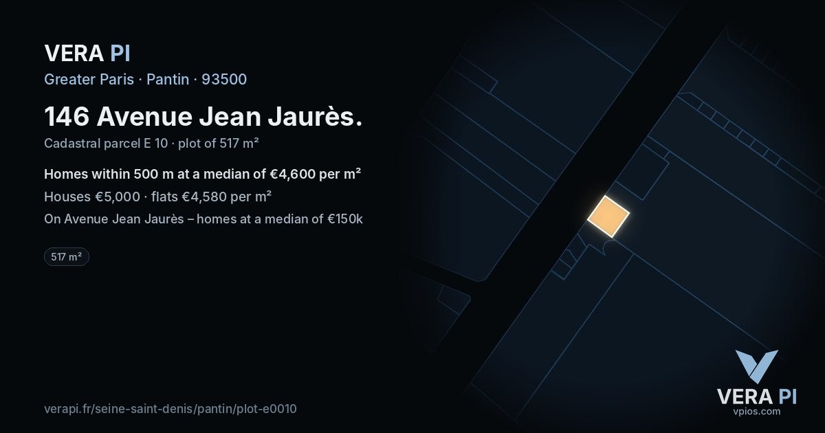 146 Avenue Jean Jaurès, Pantin at night – the plot lit, the parcels around coloured by the prices near them