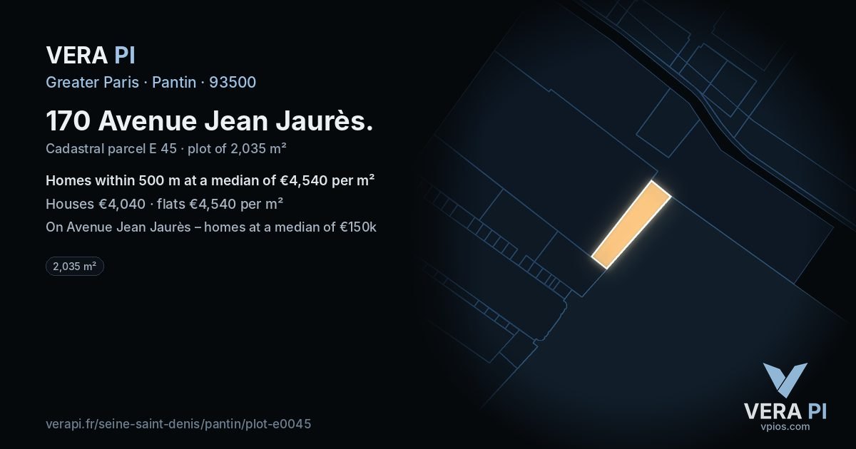 170 Avenue Jean Jaurès, Pantin at night – the plot lit, the parcels around coloured by the prices near them