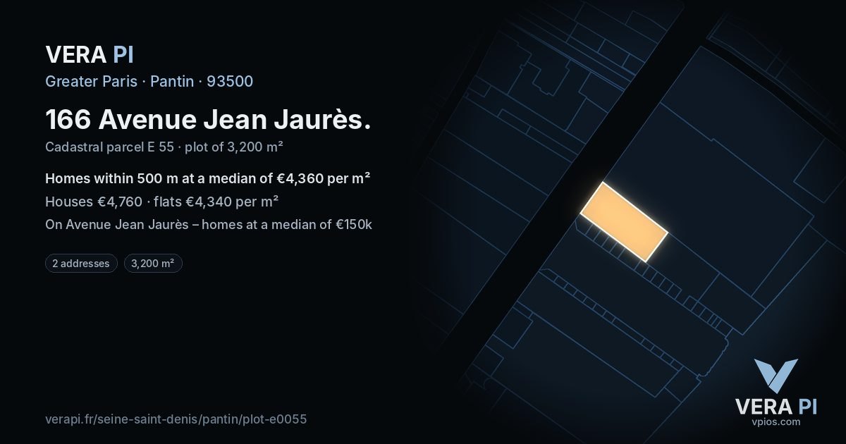 166 Avenue Jean Jaurès, Pantin at night – the plot lit, the parcels around coloured by the prices near them