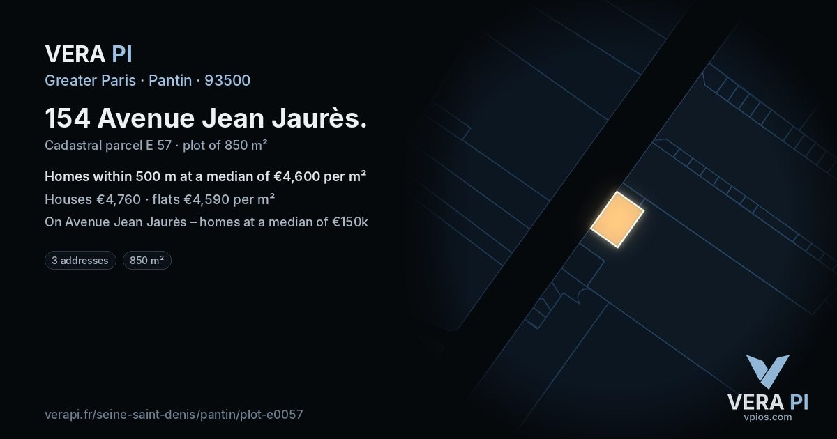 154 Avenue Jean Jaurès, Pantin at night – the plot lit, the parcels around coloured by the prices near them