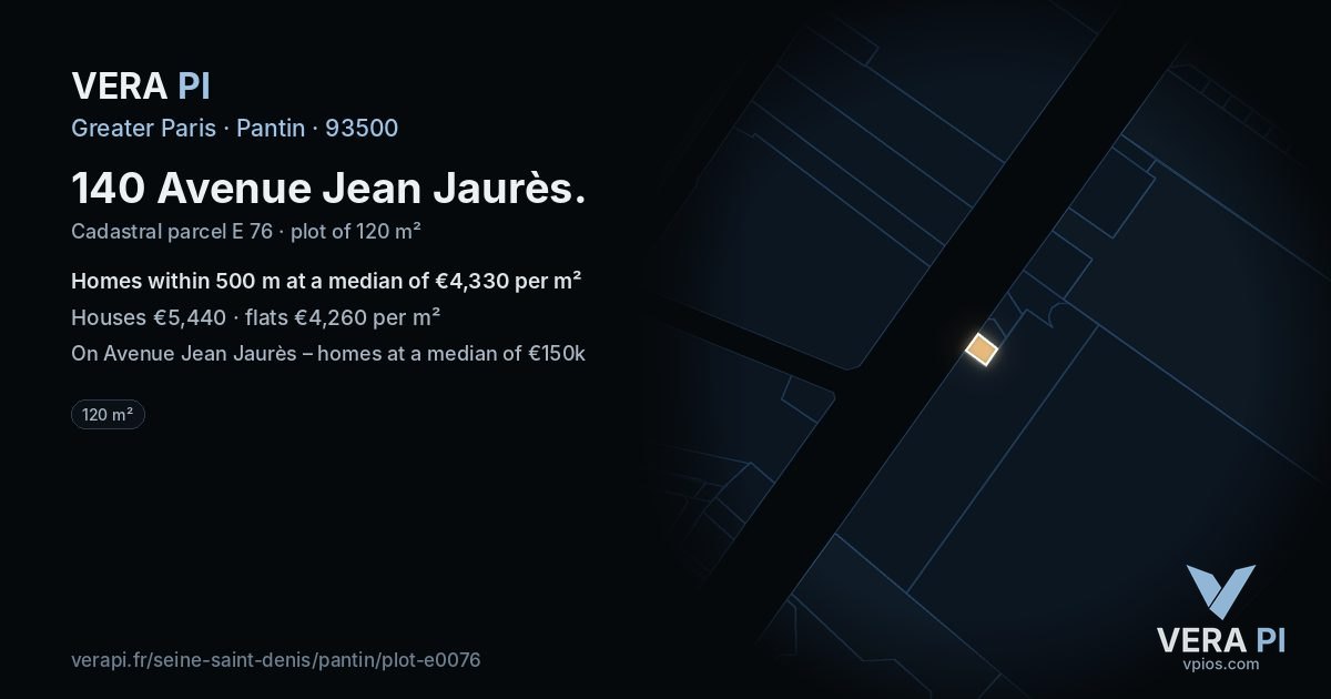 140 Avenue Jean Jaurès, Pantin at night – the plot lit, the parcels around coloured by the prices near them