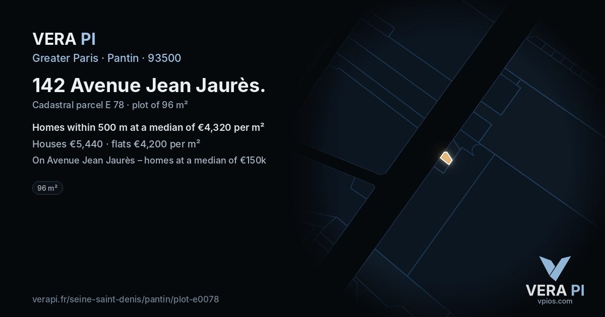 142 Avenue Jean Jaurès, Pantin at night – the plot lit, the parcels around coloured by the prices near them